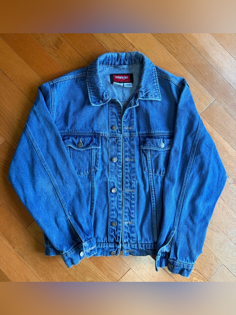 Vintage Wrangler Hero Men's Denim Jean Jacket Button Up Blue sz M